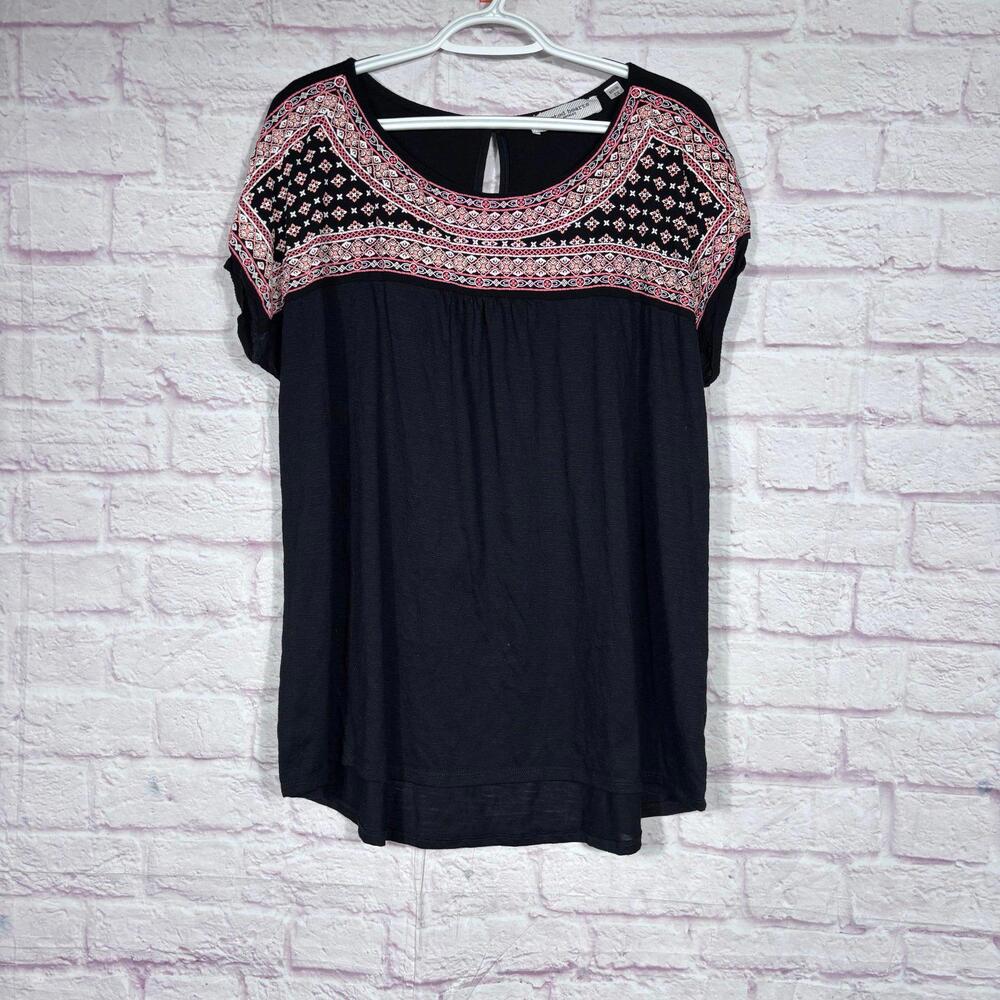 Tempted Hearts 2X Black Embroidered Boho Blouse